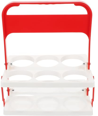 Operitacx Foldable Beer Rack Carrier with Handle Multifunctional Plastic Beer Bottle Storage Basket Portable Red Drink Carrier for Parties and Outdoor Use