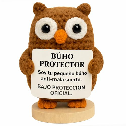 Búho Protector Regalo Hecho a Mano Original y Simbólico para Él Idea Especial para Ella Amuleto de la Suerte Familia, Amigos, Compañeros Cumpleaños Navidad Hombre Mujer (Búho Protector)