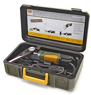 Proxxon 28536 Bandschleifer BS/E mit je 2x Schleifband 10 x 330 mm K80 & K180 Schleifarm Schwenkbar 80 Watt 230 Volt mit Koffer