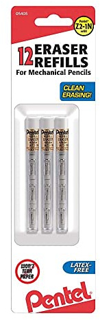 Pentel 399683 Refill Erasers White 12/Pack (Z2-1N),Tube