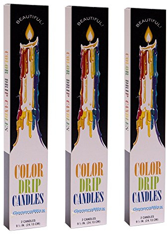Color Drip Candles, 3-Pack (6 candles total), Unscented