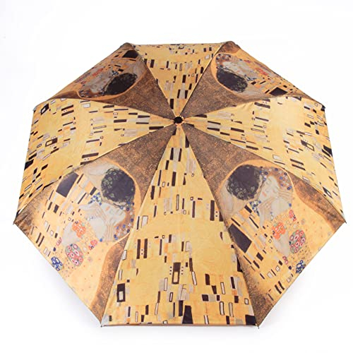 Galleria enterprises för Rosemarie Schulz paraply omvänt 100 cm – konst Gustav Klimt dubbla lager paraply gult – inverterat paraply, GUL, Klein, Stavparaply