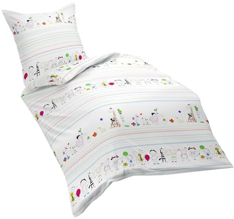 Dream Art Kids Renforce-Kinder-Bettwäsche, Zoo, mehrfarbig, 100 x 135 cm inkl. Kissen 40 cm x 60 cm