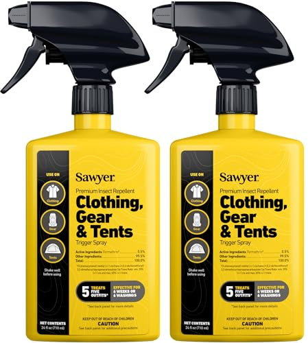 Sawyer Products SP6572 Twin Pack Premium Permethrin Clothing Insect Repellent Trigger Spray, 24 oz,Yellow