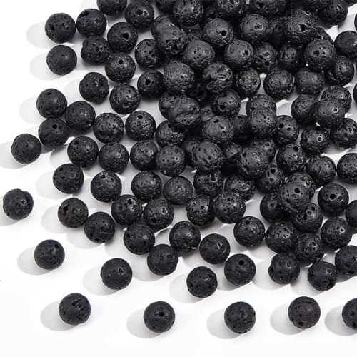 NBEADS 1 Box 150-160 Stück 8 mm Natürliche Schwarz Lava Perlen, Rock Edelstein Runde Lose Perlen Stone Heilkraft Für DIY Armband Halskette Schmuckherstellung