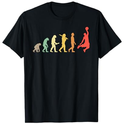 Basketballspieler Geschenkideen Retro Basketball Evolution T-Shirt, Herren, Schwarz, S, Klassische Passform, Kurzarm, Crew-Ausschnitt