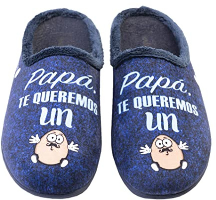 Zapatillas de Casa Hombre | Papá te Queremos un Huevo | Pantuflas Suaves, Cómodas para Papá Día del Padre | Zapatillas con Mensaje Bonito, Divertido | Suela Antideslizante | Talla 43