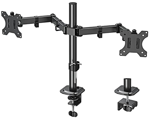 ELIVED Monitor Halterung 2 Monitore für 13-32 Zoll LED/LCD Bildschirm von VESA 75/100, Dual Monitor Halterung Neigbar 160° Schwenkbar 180°, Höhenverstellbar Monitor Arm Schreibtisch, 8 kg pro Arm