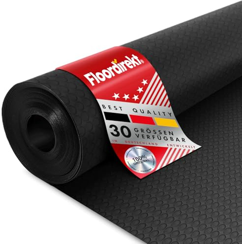 Floordirekt Noppenmatte Geruchsarm Bodenmatte Gummiläufer 3mm dick Gummimatte Flachnoppen Schwarz (100 cm x 300 cm, Schwarz)