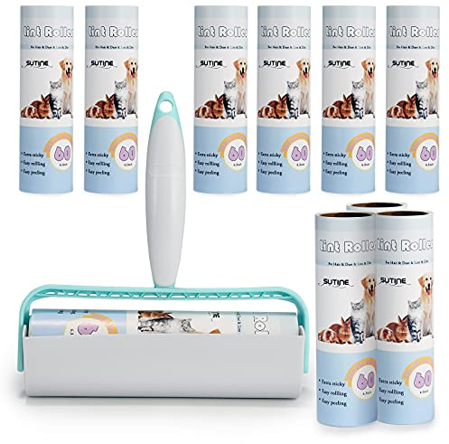 Lint Rollers for Pet Hair Extra Sticky 600 Sheets/10 Refills, SUTINE 6.3 Big Large Lint Roller Remover, Sticky Roller for Removing Lint Pet Hair Dust in Furniture/Clothes/Carpet/Car Seat