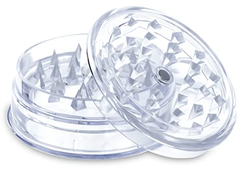 Grinder Premium 3 pièces | Matériau : plastique | Moulin à herbes pour épices et autres plantes (Grinder transparent)
