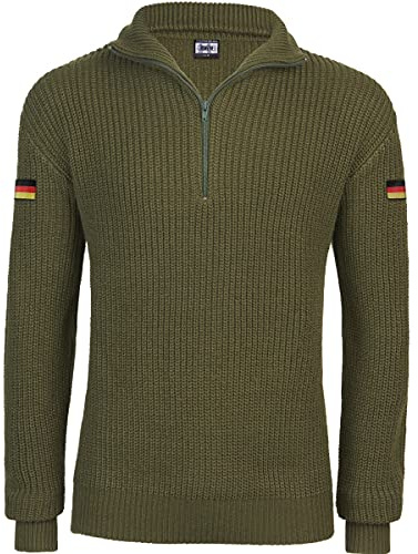 BWuM Bundeswehr Troyer MED FLAGGA BW pullover marin RV stickad rolli armétröja, oliv, L
