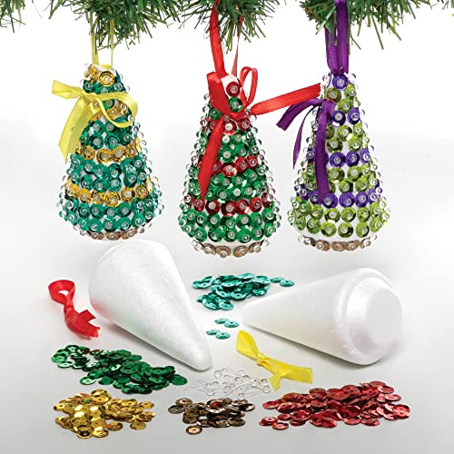 Baker Ross FE881 Kits Decoración con Lentejuelas de Árbol de Navidad - Paquete de 3, Decoración de Árboles, Decoraciones Colgantes para Niños, Artes y Manualidades Festivas