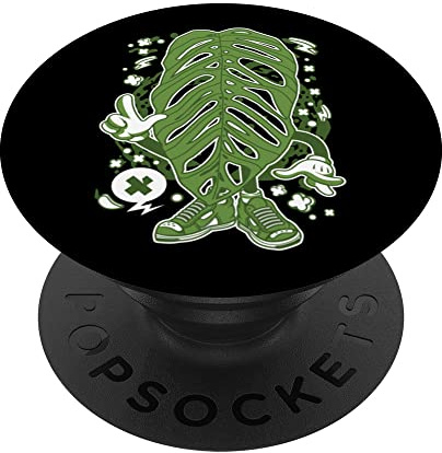 Monstera Esqueleto Adansonii cartoon Botany Botanist Garden PopSockets Swappable PopGrip