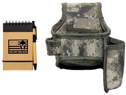 SOTG Tape and Tool Holder with Notebook, Functional Belt Attachment for Tape Measure, Utility Knife, Pens, Digital Camo