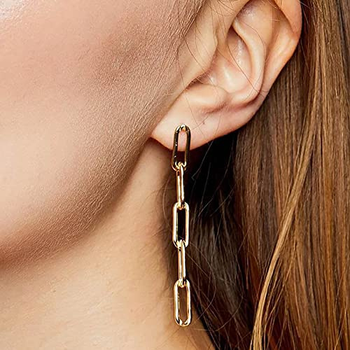 TseenYi Chain Link Dangle Earrings Paperclip Chain Earrings Gold Chunky Chain Earrings Punk Chain Drop Dangle Stud Earrings Jewelry for Women and Girls