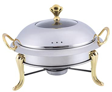 Chafing Dish, Acier Inoxydable Chafing Dish Buffet Set, Catering Warmer Set Anti Brûlure avec Couvercles Réchaud à Alcool pour Dortoir de Camping, Gastro et Fête Récipient de Réchauffement , auréé