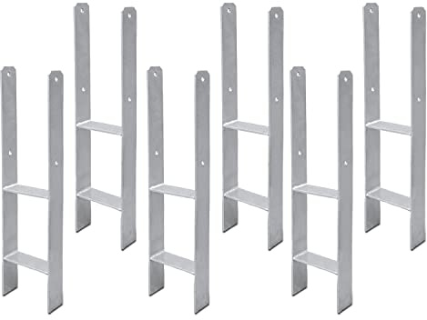 Sonnewelt Pfosten H-Anker 6 Stück 600 mm Länge Vierkantholzpfosten Träger Anker Pfostenschuh (6 Stück 111mm)