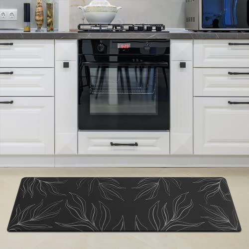 Paco Home Küchenteppich Küchenmatte Küchenläufer PVC rutschfest Teppich Läufer Für Küche Fußmatte Verschiedene Muster, Farbe:Schwarz 1, Größe:45x120 cm