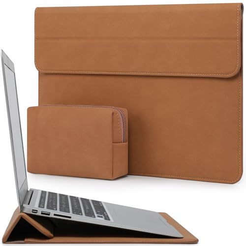 HYZUO 15 Zoll Laptoptasche Hülle mit Ständer für MacBook, Braun | für MacBook Air 15 M5 A3448 M4 A3241 M3 A3114 M2 2026-2023,15 Surface Laptop 7/6/5/4/3,MacBook Pro 15 A1990 A1707 2019-2016