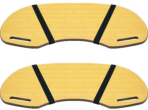 Thyle 2 st träböjda knäskrivbord – 80 cm x 30,5 tum knäbord med handtag, träbräda böjd tangentbordsbricka för bärbar dator och mus
