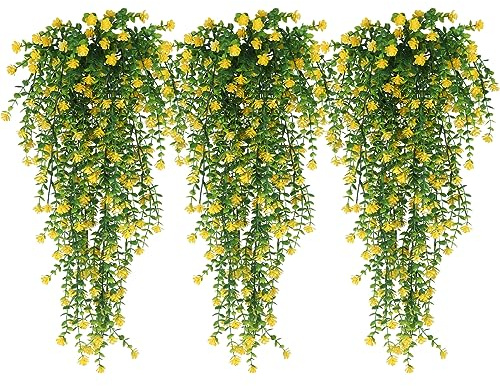 RECUTMS Outdoor Fake Hanging Plant Vine Hanging Flower Faux Eucalyptus Leaf