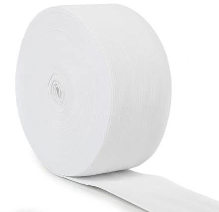 LeisuDay 10 metros de goma de coser de 40 mm de ancho, elástico fuerte, goma para pantalones, accesorios de costura, cinta de goma para manualidades, color blanco