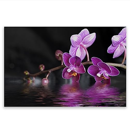 SMTDeco Herdabdeckplatte 80×52 cm – ESG gehärtetes Glas, kratzfest & rutschfest – Spritzschutz & Schneidebrett – für Induktion/Ceranfeld – 1-teilig, Motiv Blumen Schwarz