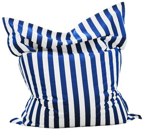 SXBCyan Funda para Puff (sin Relleno) Puf Cuadrado Sillon Puff para Piscina Exterior Interior Cómodo Grande Sqaure Almohada Saco Cubierta(Navy Blue-Stripe)
