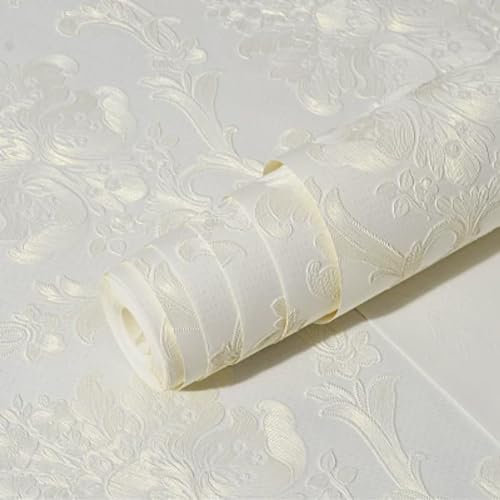 HCZION 3D Geprägte Tapete Luxuriöse Vliestapete Wandpapier Schlafzimmer Selbstklebende Wasserdicht Wandtapete Für Wanddekoration, Cremefarben (Color : G)