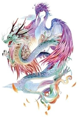 Tatouage Temporaire Faux Tatouage Décalcomanie Autocollants De Tatouage Dragon Et Phénix, Style Chinois, Couleur Longue Durée, Dos D'Épaule, Imperméable, Personnalité Pour Hommes Et Femmes