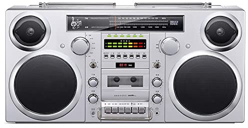 Radio Retro Bluetooth 5.0, Boombox de Casete, Reproductor de CD de Cinta doméstico, con Radio Am/FM, Ranuras SD, Entrada Auxiliar, Conector para Auriculares, conversión de casetes a USB/SD