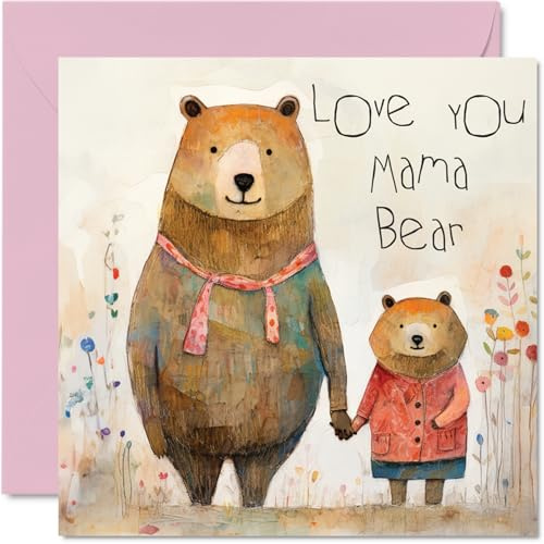 Stuff4 Herzliche Muttertagskarten für Mama, Mama Bär | Happy Birthday Karte für Mama von Tochter Sohn, Geburtstagsgeschenke für Mama, 145 mm x 145 mm