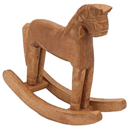 Hölzernes Schaukelpferd, Antikes Spielzeug für Zuhause, Flur, Büro, Schlafzimmer, Handgeschnitztes Trojanisches Ornament