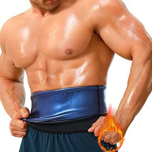 Herren Bauchweggürtel Schwitzgürtel Gürtel Taille Trimmer Bauchgürtel Waist Trainer Sauna-Gürtel Bauchwickel für Männer Body Shaper Bauchweg Taillenformer (Blau,S-M)