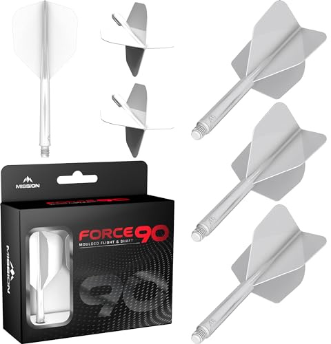 Mission Darts Force 90 | Integriertes präzisionsgeformtes Dart-Flight und Schaftsystem, 3 Stück, professionelle, sehr langlebige 2-in-1 kombinierte Dart-Flights und Schäfte, Standard Nr. 6