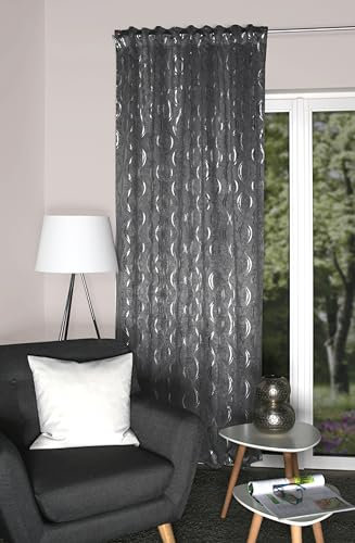 Clever-Kauf-24 Schlaufenschal mit Foliendruck | BxH 140x245cm | grau/Silber | Fertigschal mit Kombiband | Verdunkelung |