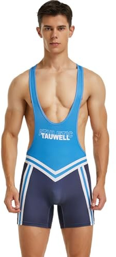 Wayonge Men's Wrestling Singlet Athletic Leotard for Active Wrestling or Workout Jumpsuits Men's Sleeveless Sports Bodysuit, L
