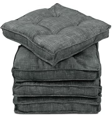 ZOLLNER Sitzkissen 4er Set 55% Baumwolle, 45% Polyester, Grau, 40x40 cm