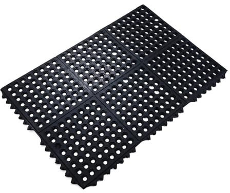 Dalles de tapis anti-fatigue en caoutchouc emboîtables, tapis antidérapant robuste for restaurant, cuisine, bar, garage, jardin, utilisation industrielle en intérieur(60x90cm/24x35in)