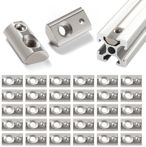 Lyeteung 30 Stücke 20 Serie M4 T-Federmuttern, Roll-In Feder T-Nuts, Halbrunde Rolle in Feder T-Nut, für Europäische Standard 20 Serie 6 mm T-Nut-Aluminium-Extrusionsprofil