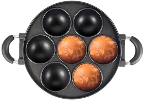 Molde para galletas de hierro fundido, molde para galletas de hierro fundido, molde para muffins grande de 7 tazas, herramientas para hornear antiadherentes de cocina redondas, molde para hornear