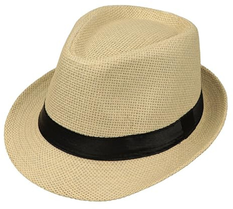 jojnsha Strohhut für Herren, für Karneval, Party, Teenager, lässiger Frühlingshut für Angeln, Camping, Radfahren, Beige, beige, 30*25*8cm