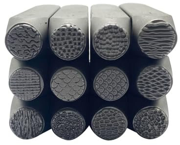 Lot de 12 burins en métal faits à la main pour la sculpture de bijoux - Texture en acier - Convient aux professionnels