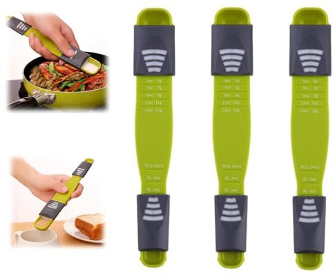 ITETONE Cuchara medidora Ajustable con Escala Ajustable de Doble Extremo, báscula de Cuchara medidora de Alimentos de Alta precisión, Cuchara medidora de 1/8 cucharadita 3pcs