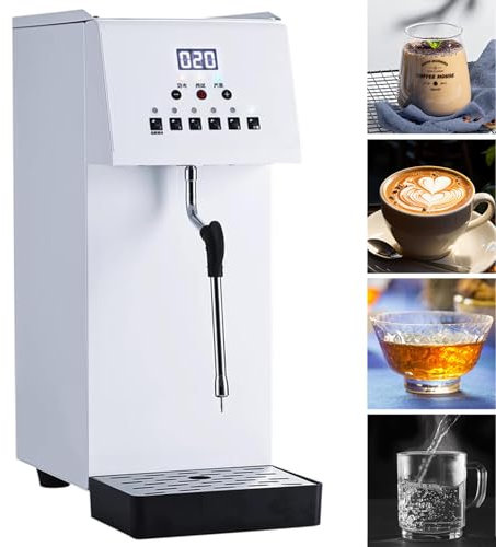 Hlixzoy Mousseur À Lait Intelligent De Chauffage De La Vapeur d'eau De Machine À Vapeur Entièrement Automatique, Mousseur À Lait À Vapeur Commercial 6L avec Écran LCD pour Le Thé Et Le Café