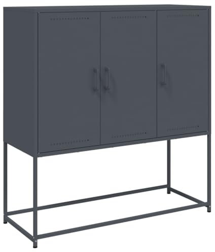 HEFZGDB Highboard Anthrazit 100,5x39x107 cm Stahl Küchenbuffet Barschrank Apothekerschrank Küche Vitrinenschrank Wohnzimmer für Dessert Shop Speisesaal Wohnstube Küche