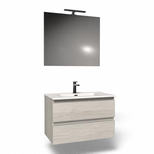 Mama Store Atena Composizione Doppio Cassetto con Gole Quercia Bianco 101x53x46