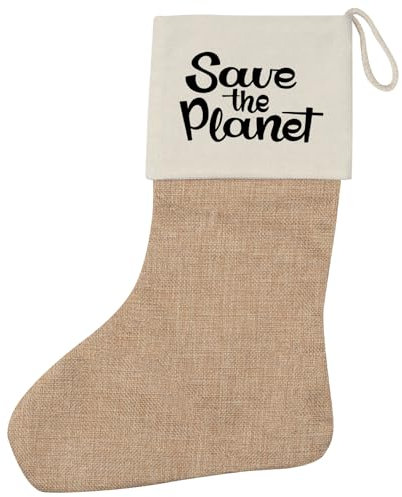 Huuraa Weihnachtsstrumpf Save The Planet Schriftzug Geschenk Beige Jute Save The Planet Geschenkidee