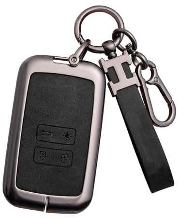 RXXR Autoschlüssel Hülle für Renault Clio Megane Koleos Kadjar Kangoo Twingo Talisman Captur Espace Dacia Duster 4 Tasten Zinklegierung Autoschlüssel Schutzhülle (Schwarz)